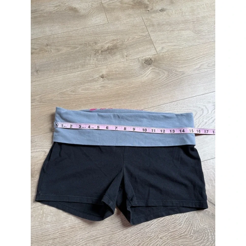 EUC Victoria Secret PINK YOGA Y2K fold over waist shorts‎ sequin logo size L